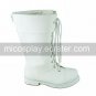 Handmade White PU Leather 2.5cm Flat Princess Lolita Boots