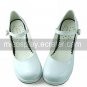 Handmade White PU Leather 4.5cm High Heel Casual Lolita Shoes