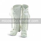 Handmade White PU Leather 4.5cm High Heel Classic Lolita Boots1