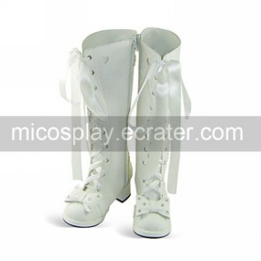 Handmade White PU Leather 4.5cm High Heel Classic Lolita Boots1