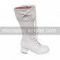 Handmade White PU Leather 4.5cm High Heel Country Lolita Boots with Bow