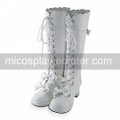 Handmade White PU Leather 4.5cm High Heel Princess Lolita Boots 1