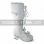 Handmade White PU Leather 4.5cm High Heel Princess Lolita Boots 1
