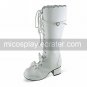 Handmade White PU Leather 4.5cm High Heel Princess Lolita Boots 1