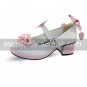 Handmade White PU Leather 4.5cm High Heel Princess Lolita Shoes with Bow
