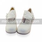 Handmade White PU Leather 4.5cm Wedge Classic Lolita Shoes