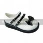 Handmade White PU Leather 4cm High Heel Black Bow Sweet Lolita Shoes