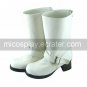 Handmade White PU Leather 4cm High Heel Classic Lolita Boots