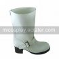 Handmade White PU Leather 4cm High Heel Classic Lolita Boots