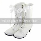 Handmade White PU Leather 6.3cm High Heel Country Lolita Boots