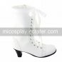 Handmade White PU Leather 6.3cm High Heel Country Lolita Boots