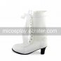 Handmade White PU Leather 6.3cm High Heel Country Lolita Boots