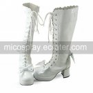Handmade White PU Leather 6.3cm High Heel Country Lolita Boots 1