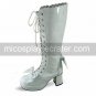 Handmade White PU Leather 6.3cm High Heel Country Lolita Boots 1