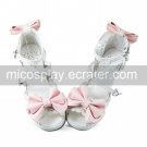 Handmade White PU Leather 6.3cm High Heel Pink Bow Sweet Lolita Shoes
