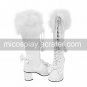 Handmade White PU Leather 6.3cm High Heel Princess Lolita Boots