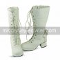 Handmade White PU Leather 6.3cm High Heel School Lolita Boots