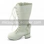 Handmade White PU Leather 6.3cm High Heel School Lolita Boots