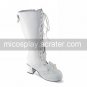 Handmade White PU Leather 6.3cm High Heel Sweet Lolita Boots with Bow