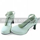 Handmade White PU Leather 7.5cm High Heel Casual Lolita Shoes