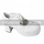 Handmade White PU Leather 7.5cm High Heel Classic Lolita Shoes with Shoelace