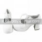 Handmade White PU Leather 7.5cm High Heel Classic Lolita Shoes with Shoelace