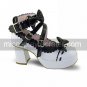 Handmade White PU Leather 7.5cm High Heel Shiro&Kuro Lolita Shoes with Bow