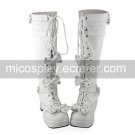Handmade White PU Leather 7.5cm High Heel Sweet Lolita Boots