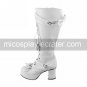 Handmade White PU Leather 7.5cm High Heel Sweet Lolita Boots