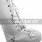Handmade White PU Leather 7.5cm High Heel Sweet Lolita Boots