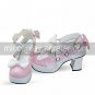 Handmade White PU Leather 7.5cm High Heel Sweet Lolita with Bow