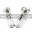 Handmade White PU Leather 7cm High Heel Sweet Lolita Shoes with Lace