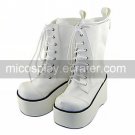 Handmade White PU Leather 7cm Platform Princess Lolita Boots