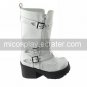 Handmade White PU Leather 8cm High Heel Classic Lolita Boots
