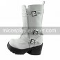 Handmade White PU Leather 8cm High Heel Classic Lolita Boots