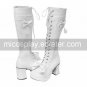 Handmade White PU Leather 8cm High Heel Sweet Lolita Boots