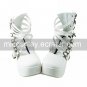 Handmade White PU Leather 9cm High Heel Sweet Lolita Shoes with Bow