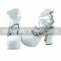 Handmade White PU Leather 9cm High Heel Sweet Lolita Shoes with Bow