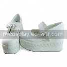 Handmade White PU Leather 9cm Platform Classic Lolita Shoes