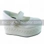 Handmade White PU Leather 9cm Platform Classic Lolita Shoes
