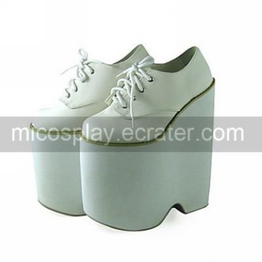 Handmade White PU Leather 22cm Platform Classic Lolita Shoes