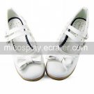 Handmade White PU Leather Flat Sweet Lolita Shoes with Lace