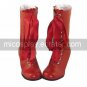 Handmade Wine Red PU Leather 4.3cm High Heel Classic Lolita Boots