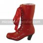 Handmade Wine Red PU Leather 4.3cm High Heel Classic Lolita Boots