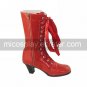 Handmade Wine Red PU Leather 4.3cm High Heel Classic Lolita Boots