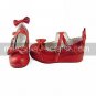 Handmade Wine Red PU Leather 5cm Wedge Sweet Lolita Shoes with Bow