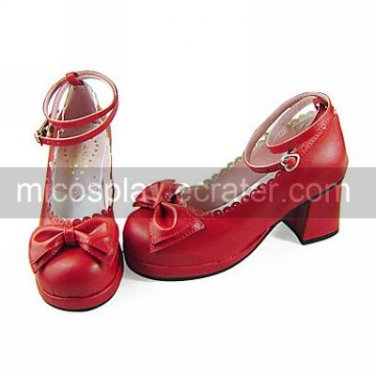 Handmade Wine Red PU Leather 6.3cm High Heel Sweet Lolita Shoes