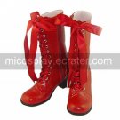 Handmade Wine Red PU Leather 6cm High Heel Sweet Lolita Boots