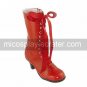 Handmade Wine Red PU Leather 6cm High Heel Sweet Lolita Boots
