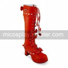 Handmade Wine Red PU Leather 7.5cm High Heel Sweet Lolita Boots